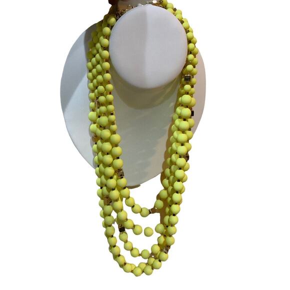 Vendome Yellow Beaded Multi Layer Necklace Women's Fashion Jewelry Accessories - Picture 1 of 7
